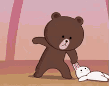 Fighting Cony Brown Line Town GIF