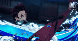 Fighting Demon Slayer Tanjiro Nichirin Sword GIF