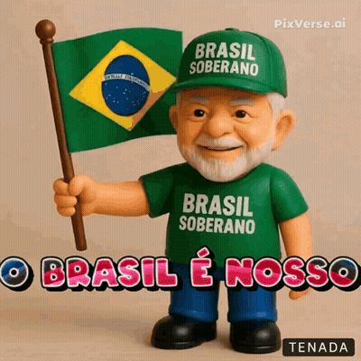 Figurine Of Man In Green Shirt Saying Brasil Soberano GIF