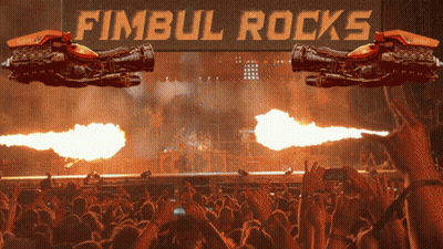 Fimbol Rocks Sign Above Crowd GIF