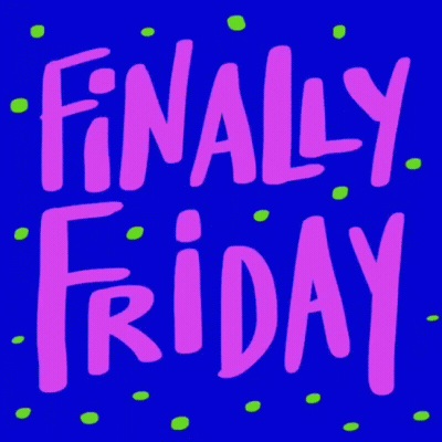 Finally Friday Yellow Letters Blue Background GIF