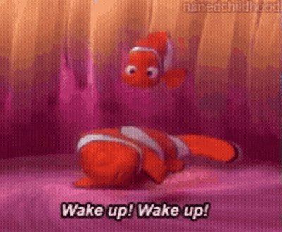 Finding Nemo Clown Fish Laying On Bed Saying Wake Up GIF