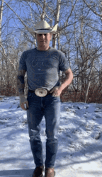Finger Guns Cowboy Twirl Snow GIF