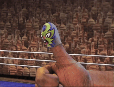 Finger With Mask Giving Thumbs Up In Boxing Ring GIF