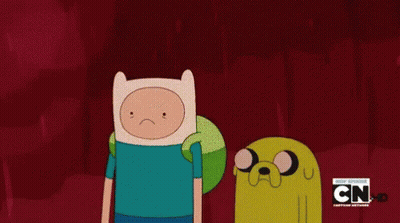 Finn And Jake Standing In Red Cave GIF