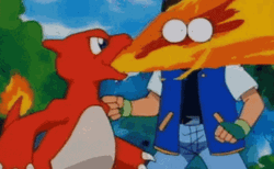 Fire Anime Charmeleon Attacking Ash GIF