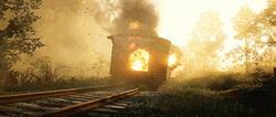Fire Burning Train Crash GIF