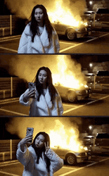 Fire Car Burning Korean Girl Selfie GIF