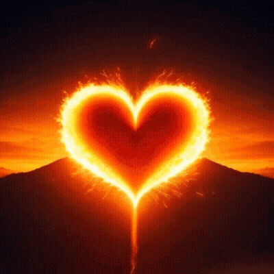 Fire Heart From Fireworks GIF