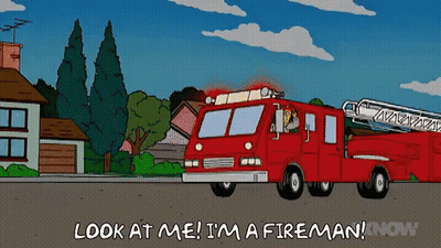 Fire Truck Says Look At Me I'm A Fireman Now GIF