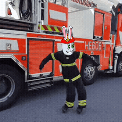 Fire Truck With Number HE6063 GIF