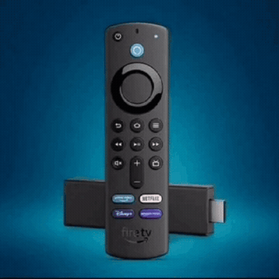 Fire TV Remote Next To Fire TV Stick GIF