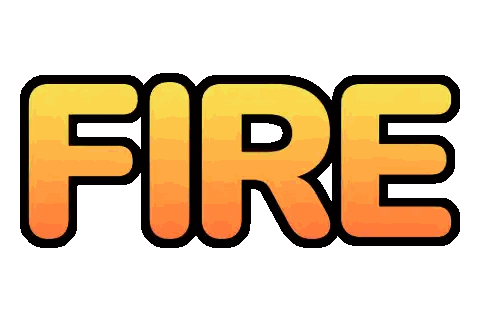 Fire Word In Orange And Yellow Sticker