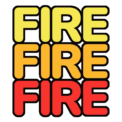 Fire Word In Yellow And Red Sticker