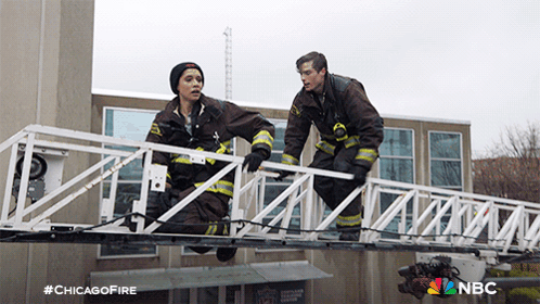 Firefighters On Ladder With NBC GIF