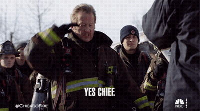 Firefighters Standing In Line Saying Yes Chief GIF