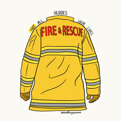 Fireman Jacket Saying Fire & Rescue GIF