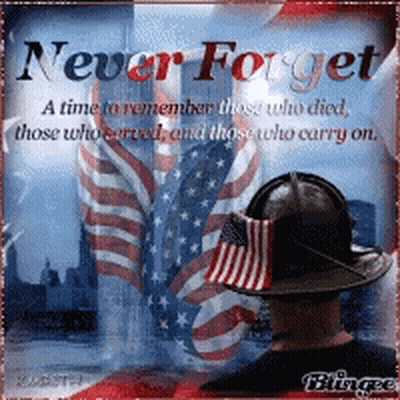Fireman With American Flag Hat Never Forget GIF