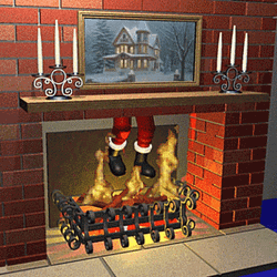 Fireplace And Santa Claus Feet
