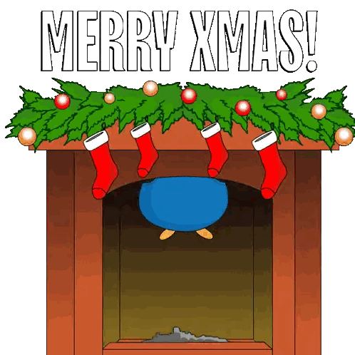 Fireplace With Christmas Stockings Merry Xmas Sticker