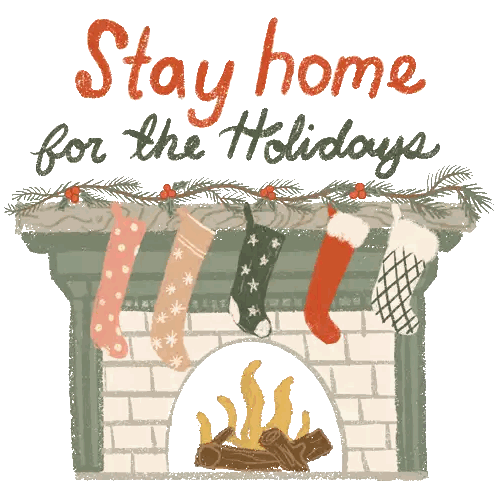 Fireplace With Stockings Stay Home Holidays Sticker