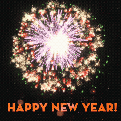 Firework Display Saying Happy New Year GIF