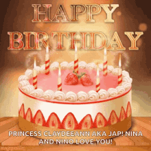 Fireworks And Strawberry Cake Happy Birthday To You GIF