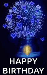 Fireworks Blue Hearts Happy Birthday Husband GIF