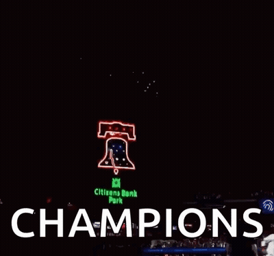 Fireworks Display At Citizens Bank Park Saying Champions GIF