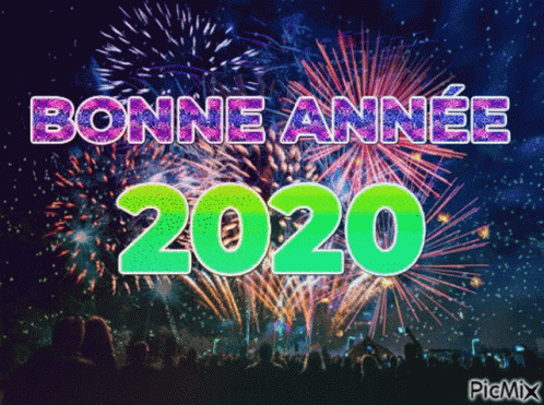Fireworks Display Saying Bonne Annee 2020 GIF