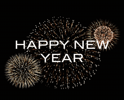 Fireworks Display Saying Happy New Year GIF