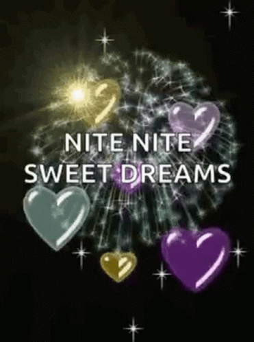 Fireworks Display With Hearts And Nite Nite Sweet Dreams GIF