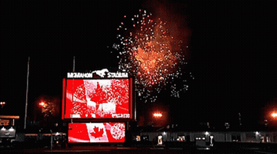 Fireworks In Front Of McMahon Stadium GIF