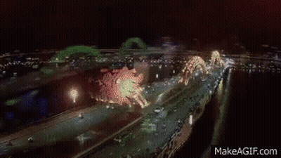 Fireworks Over Water GIF