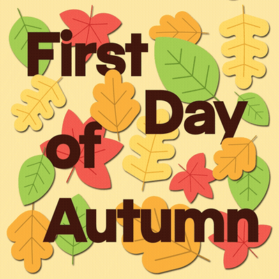 First Day Of Autumn Sign With Leaves GIF