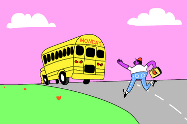 First Day Of School Chasing School Bus Animation GIF