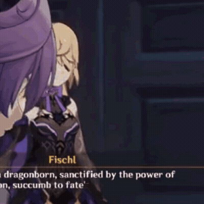 Fischl Talking To A Man In Video Game GIF