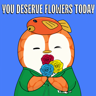 Fish Holding Flowers With You Deserve Flowers Today GIF