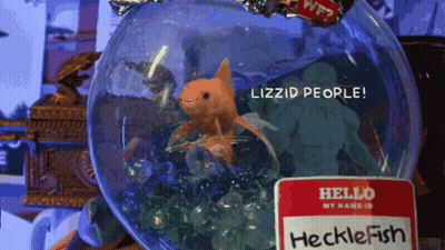 Fish in Bowl With Hello My Name Is Hecklefish Tag
