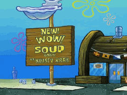 Fish Rushing Inside Krusty Krab GIF