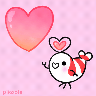 Fish With Hearts On Head Saying Pikaole GIF