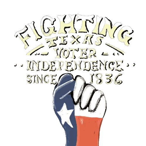 Fist With Fighting Texas Voter Independence Text Sticker