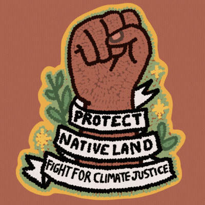 Fist With Protect Native Land Banner GIF