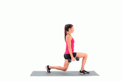 Fit Lady Lunge Dumbbell Exercise GIF