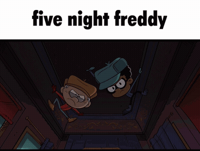 Five Night Freddy Poster With Cartoon Characters GIF