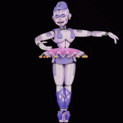Five Nights At Freddy 'S Balboa Is Dancing With Her Arms Outstretched And A Purple Tutu . GIF