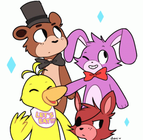 Five Nights At Freddy's Characters Including Chica GIF