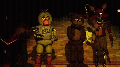 Five Nights At Freddy's Characters On Stage GIF
