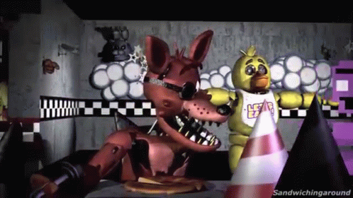 Foxy And Chica From Five Nights At Freddy's Standing GIF