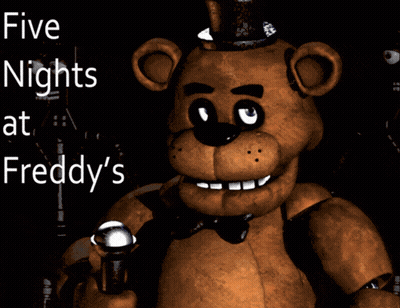 Five Nights At Freddy's Poster With Brown Teddy Bear GIF